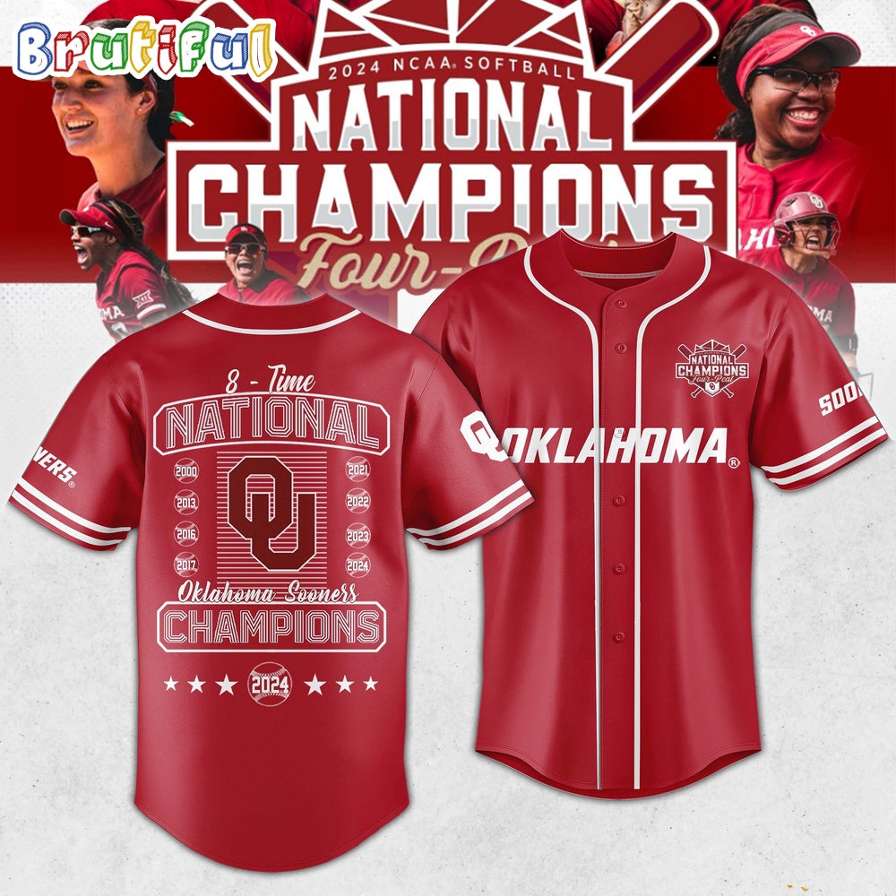 Oklahoma Sooners 2024 Ncaa Softball Women’S College World Series Champions Baseball Jersey