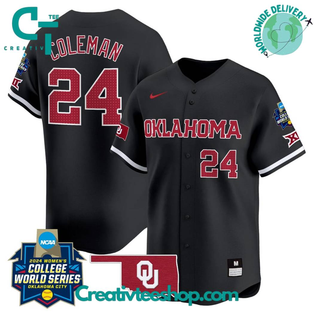 Oklahoma Sooners Womens College World Series Champions Black Baseball Jersey