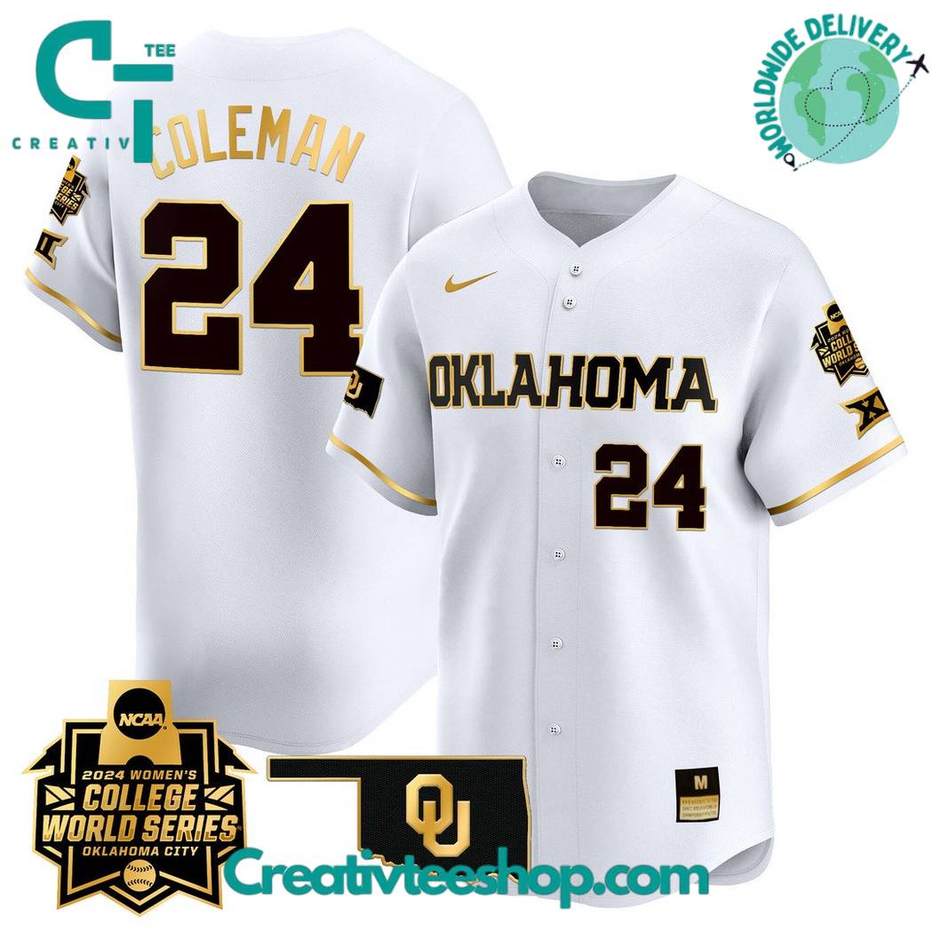Oklahoma Sooners Womens College World Series Champions White Gold Baseball Jersey
