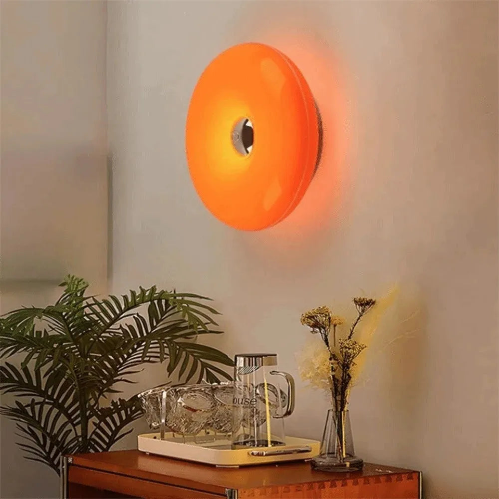 Tricolor Lighting Plastic Donut Wall Lamp Modern Energy Saving Touch Switch Lamp Dimmable USB Plug Desk Lamp Bedroom