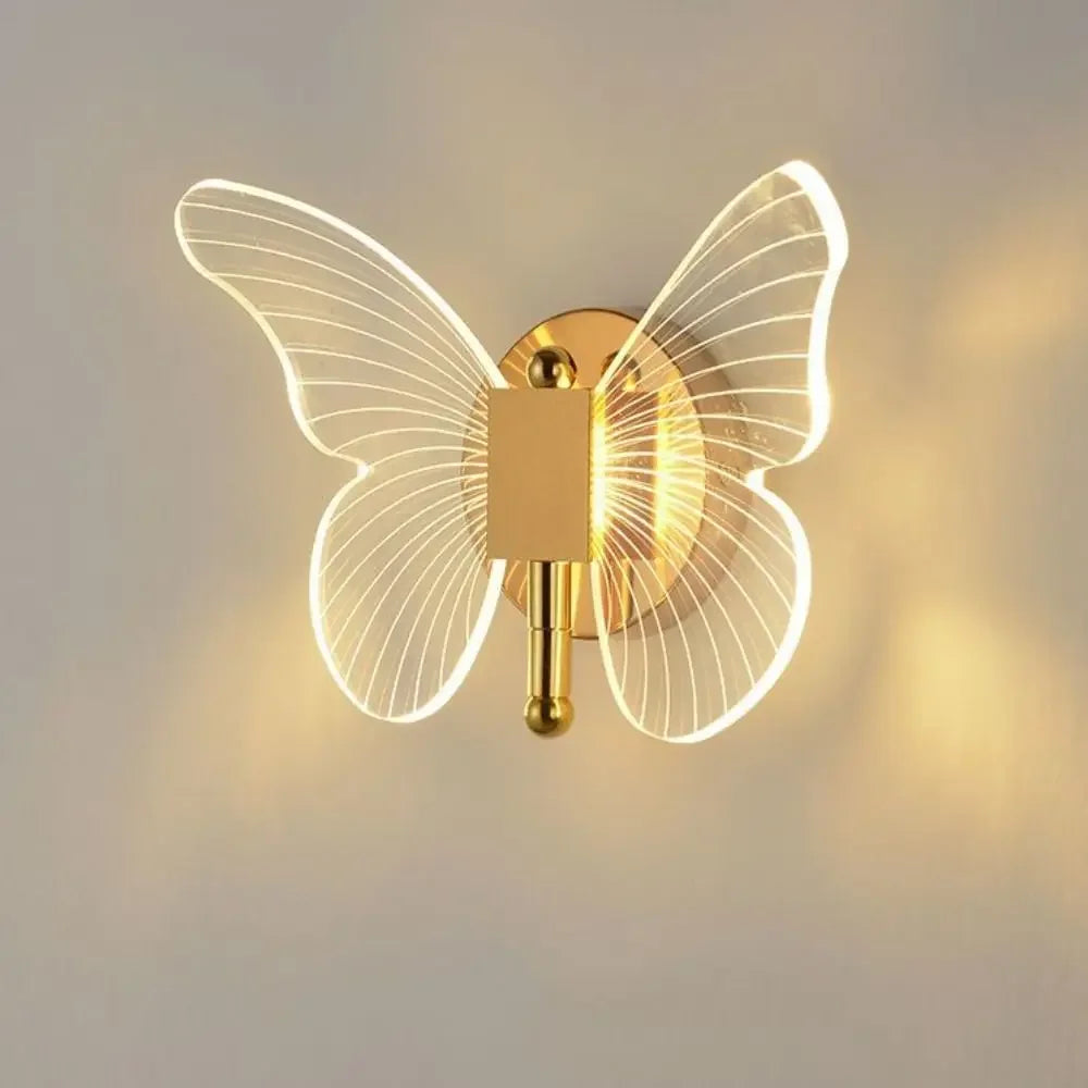 Metal Acrylic LED Butterfly Wall Lamp Modern Elegant Wall Light Sconces Tricolor Adjustment Creative Bedside Lamp