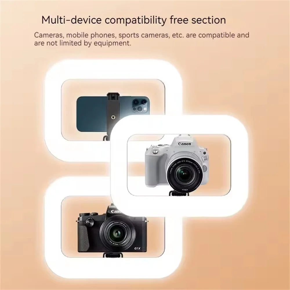 MEUYAG  Selfie fill Light Photography Lighting Led square Lamp for Video Recording Live Broadcast Mobile fill light with clip