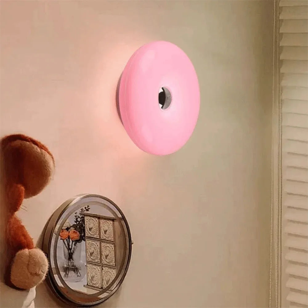 Tricolor Lighting Plastic Donut Wall Lamp Modern Energy Saving Touch Switch Lamp Dimmable USB Plug Desk Lamp Bedroom