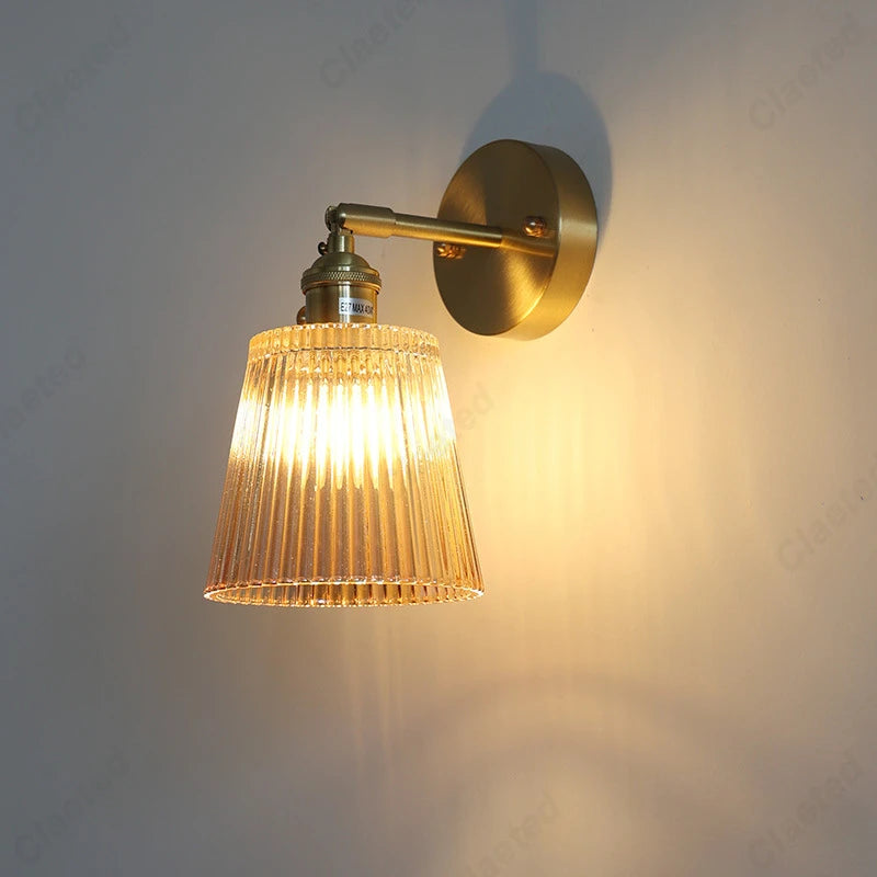 LED Retro Minimalist Wrought Iron Glass Wall Lamp Bedroom Bedside Lamp Living Room Hallway Lighting Bathroom Mirror Headlight
